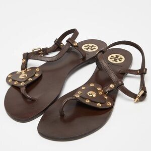 Tory Burch Brown Heart Sandals- Brown/Gold